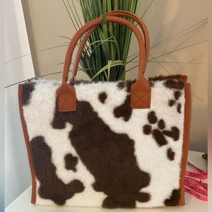 Cute plush cow print bag